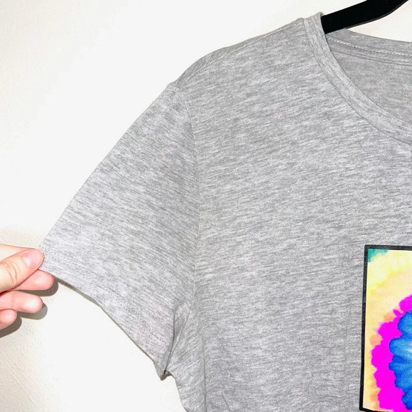 MTV Heather Gray Tie-dye Short Sleeve Cropped Graphic Tee Xlarge Women’s - Picture 3 of 11